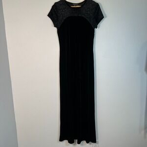 Vintage Womens 90s Y2K Velvet Whimsigoth Maxi Dress 10 Burnout Witchy Vamp Black